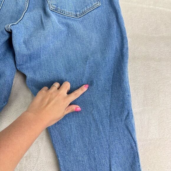 Old Navy Jeans OG Straight High Rise Women’s 14 Light Wash Distressed Stretch - Picture 4 of 10